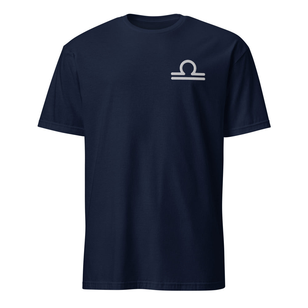 Libra Zodiac Embroidered TShirt - Navy Color - https://ascensionemporium.net